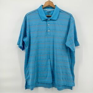 Adidas ClimaCool Golf Polo Shirt Mens L Blue Stripe Ruth Lake 1922 Performance